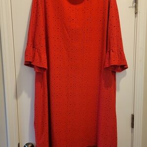 Elegant Red Eyelet Dress